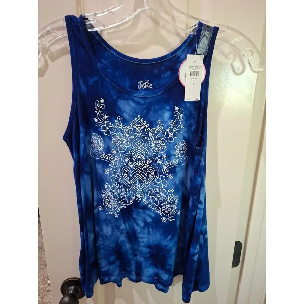 Justice Glitter Tie Dye Tank SZ. 12
